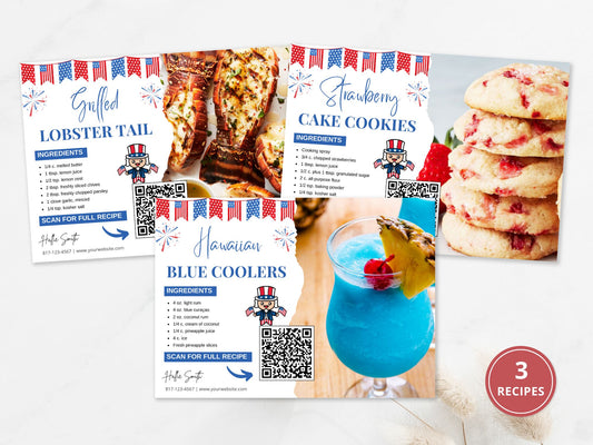 4th of July Real Estate Recipe Postcards - Celebrate Independence Day with delicious recipes and patriotic postcards.