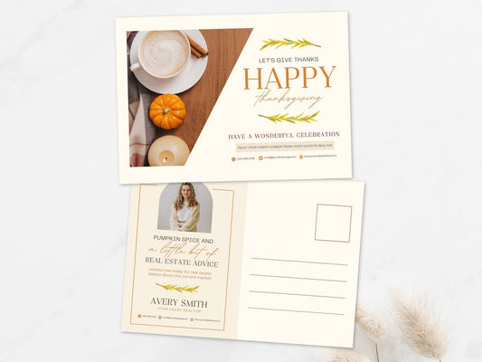 Real Estate Thanksgiving Postcard Vol 01 - Beautifully crafted postcard for expressing gratitude and conveying warm wishes during the Thanksgiving holiday season