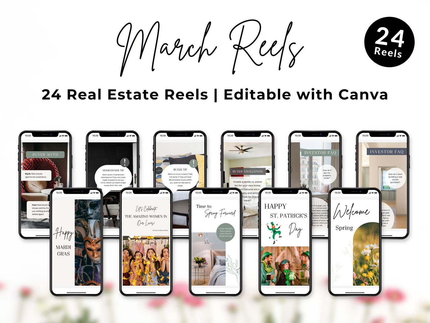 March real estate reels showcasing spring market trends, housing tips, and Realtor content ideas