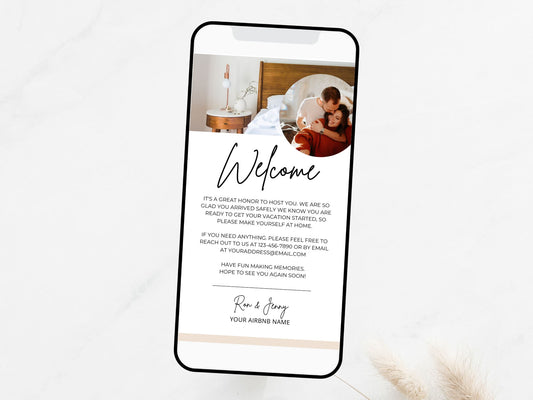 Textable Airbnb Welcome Message - Editable and digital template for a warm and inviting guest welcome in your vacation rental.