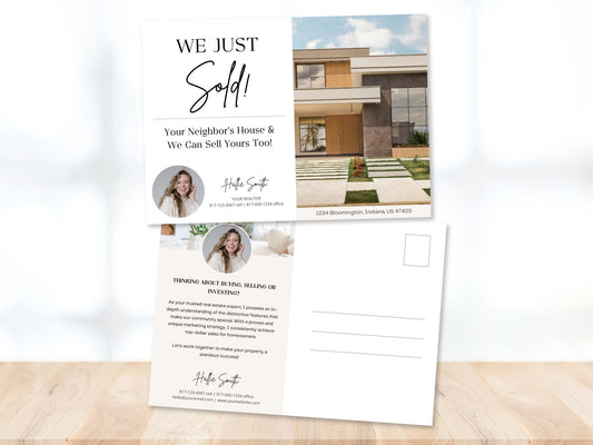 Just Sold Real Estate Postcard Vol 01 - Sleek and professional postcard template for announcing recent real estate sales.