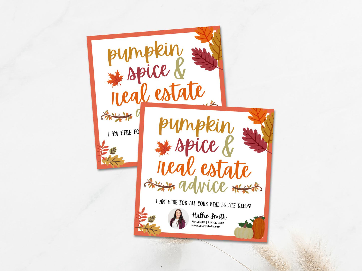 Real Estate Fall Pop By Tag - Beautifully designed tag for adding a touch of autumnal warmth to your pop-by gifts, creating a memorable and personalized connection with clients during the season of changing leaves.