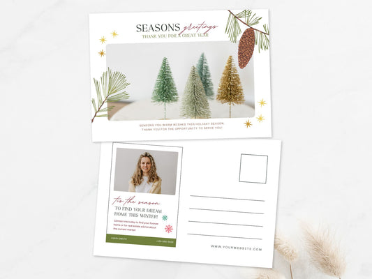 Real Estate Season Greetings Christmas Postcard - Festive Client Communication for the Holiday Season