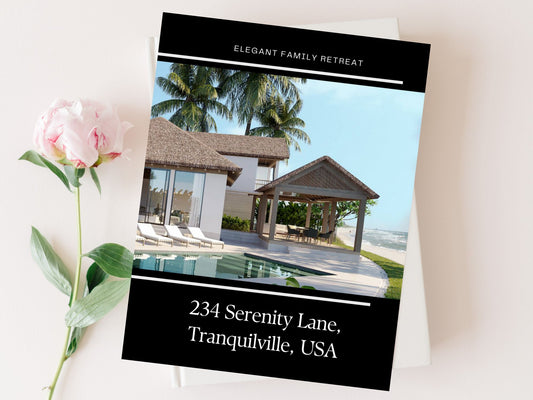 Real Estate Black Luxury Property Brochure - Sleek and sophisticated design showcasing premium properties in an elegant black theme, making it a standout marketing tool for luxury real estate presentations.