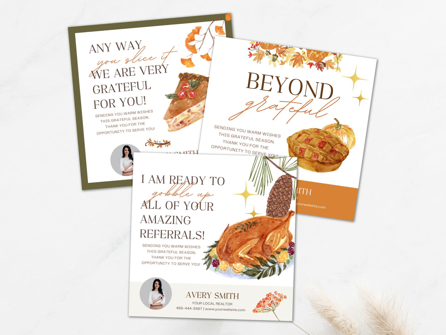Real Estate Thanksgiving Pop By Tag Square Bundle - Personalize your pop-by gifts with these square tags, expressing gratitude and fostering connections with clients during the Thanksgiving holiday season.