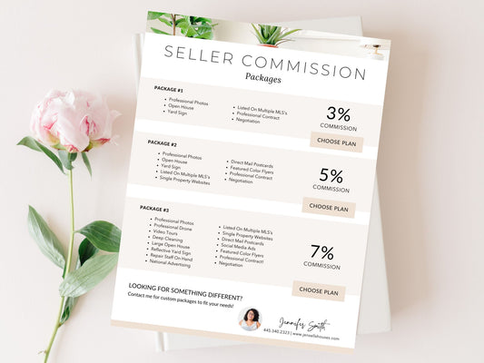 Seller Commission Flyer - Professional flyer highlighting competitive seller commission rates for real estate marketing.