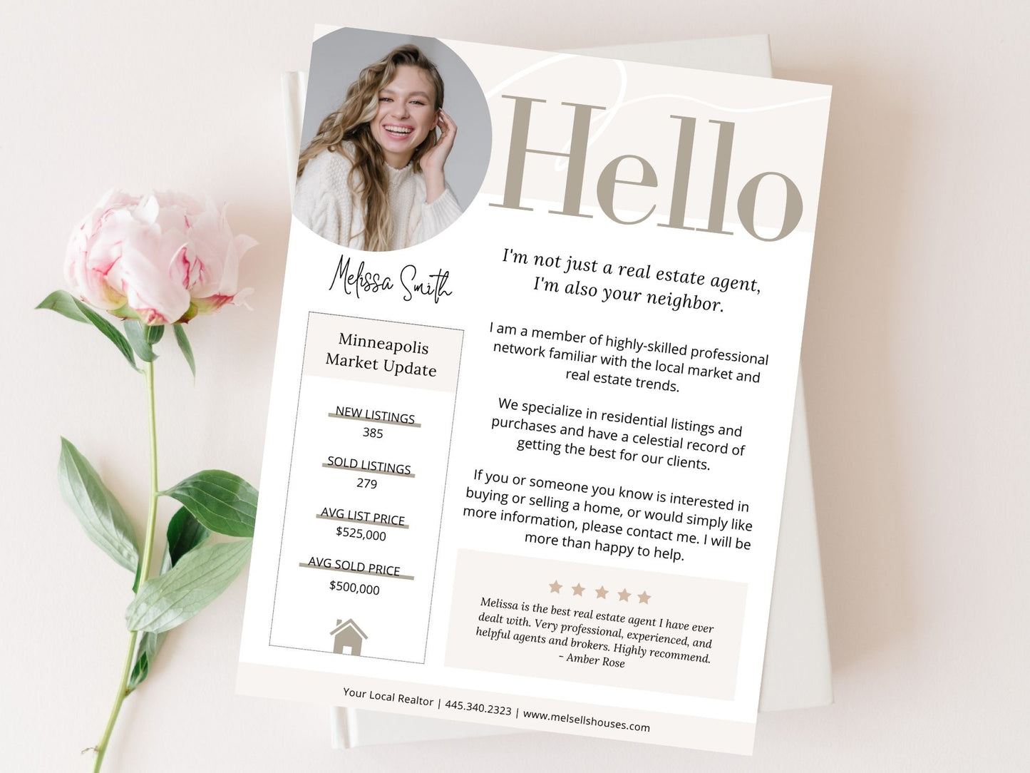 Image: A modern real estate agent introduction letter with a sleek design and professional branding.