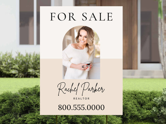 Minimal For Sale Sign - Centered - Elevate your property listing with this clean and centered yard sign design, exuding simplicity and sophistication for a modern and timeless visual identity.