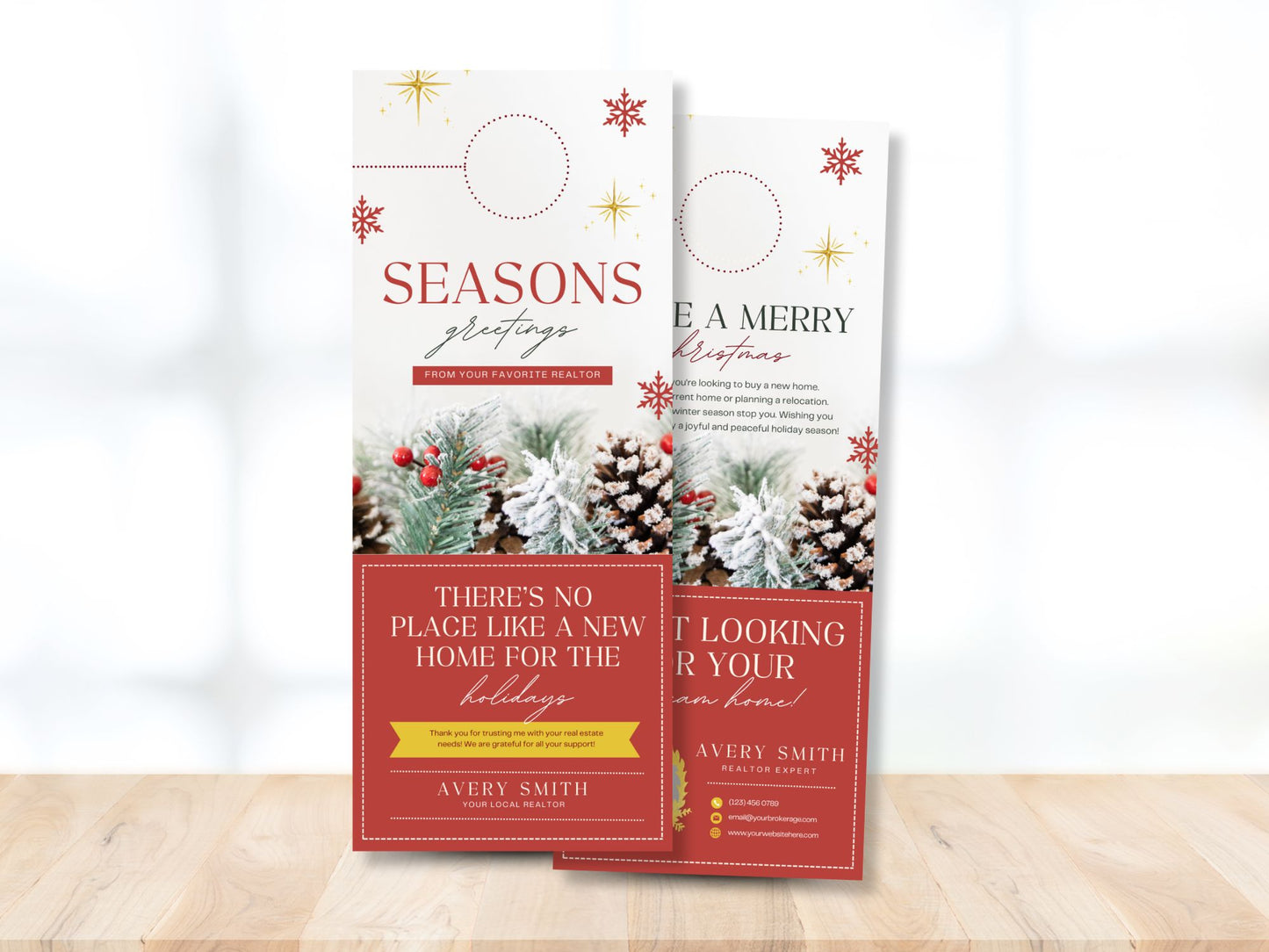 Real Estate Seasons Greeting Christmas Door Hanger - Red: Spreading Festive Holiday Cheer to Clients and the Community