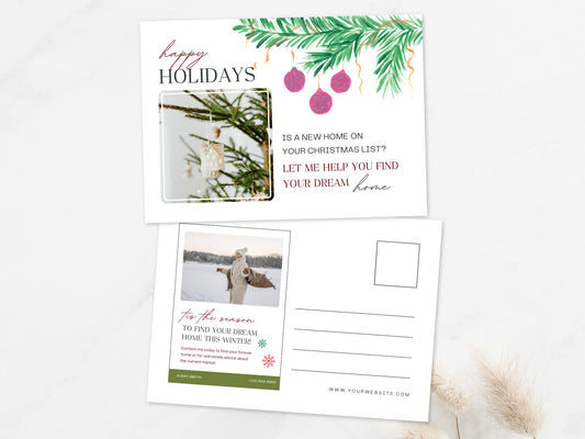 Real Estate Happy Holidays Christmas Postcard - Conveying Warm Holiday Wishes for Clients