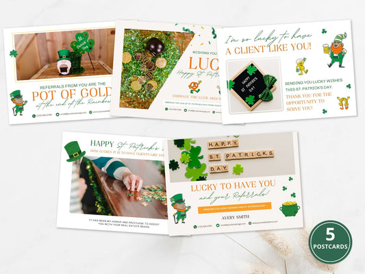 St. Patrick's Day Postcard Bundle - Eye-catching postcards for real estate marketing with Irish-themed charm and professional aesthetics.