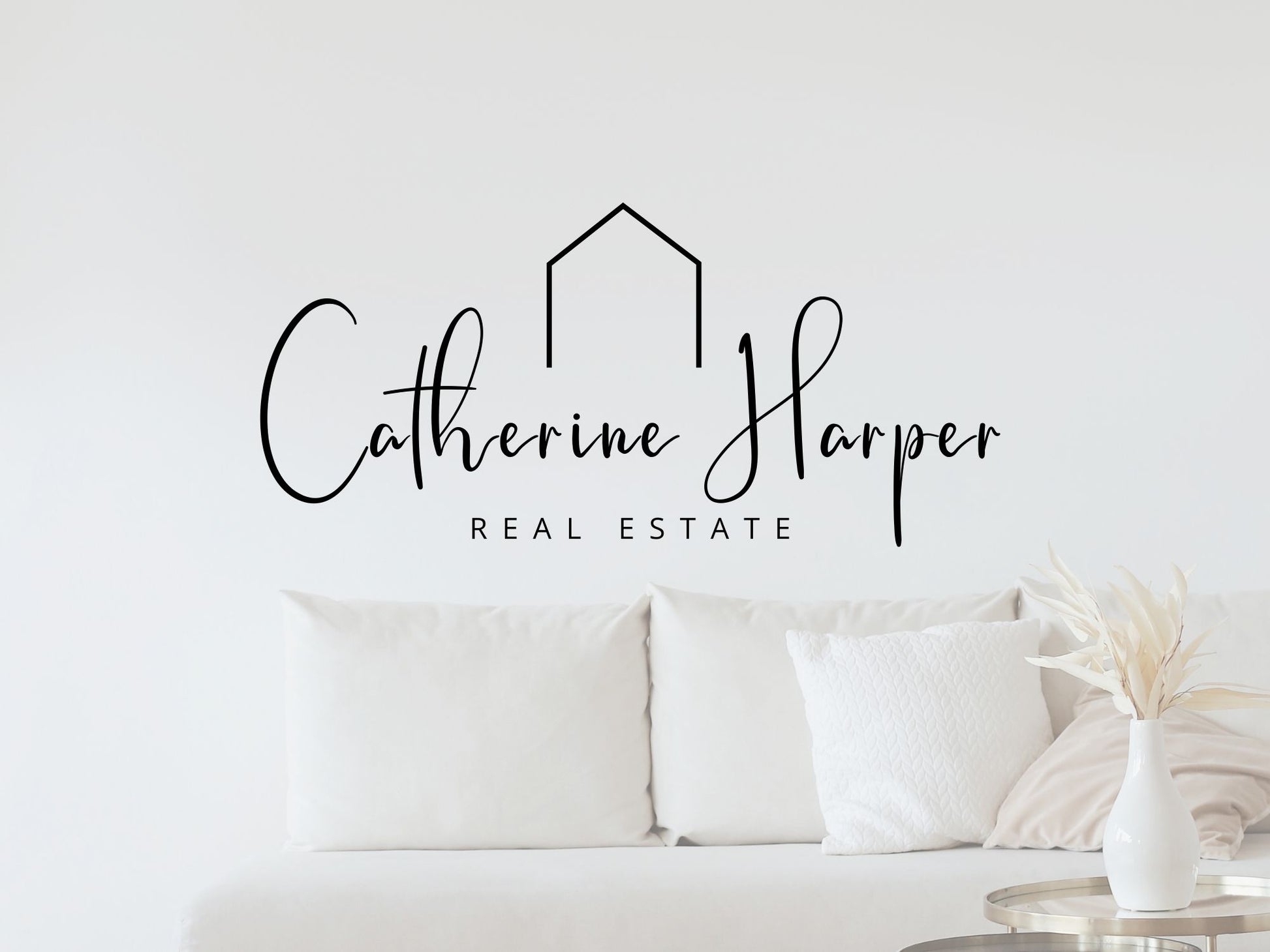Catherine Harper Black Minimalist Real Estate Logo Template - Sleek and minimal black logo designed for real estate professionals.