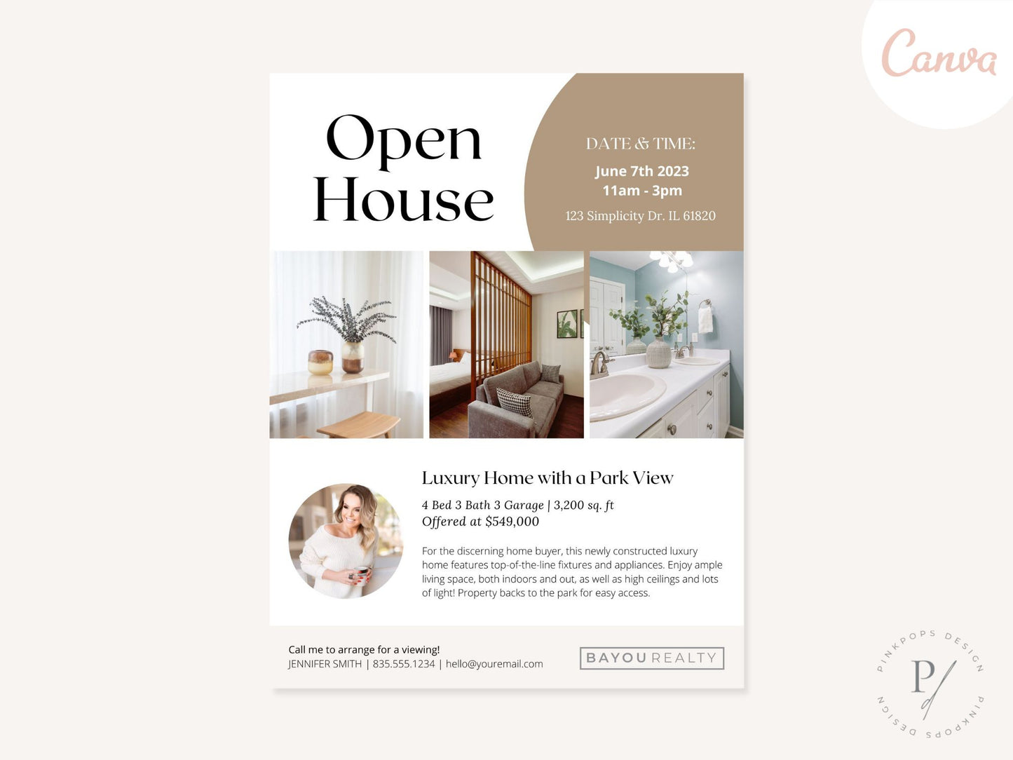 Real Estate Luxury Open House Flyer - Visually captivating tool for promoting high-end open house events in the luxury real estate market.