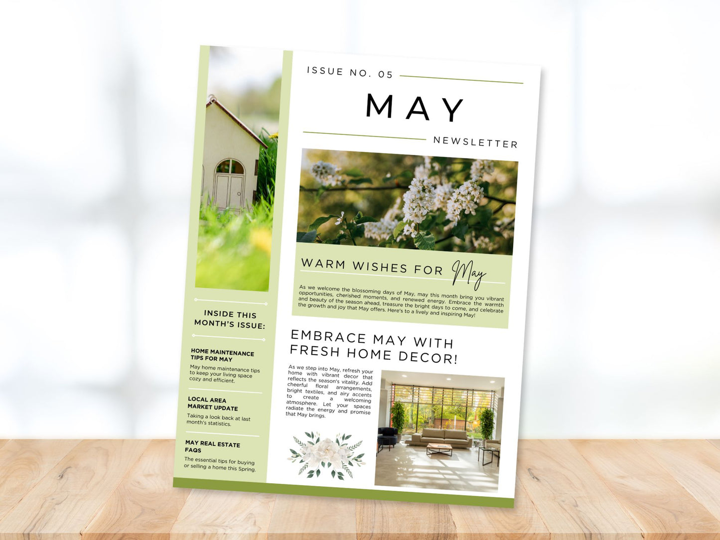 Editable May 2025 real estate newsletter with modern layout