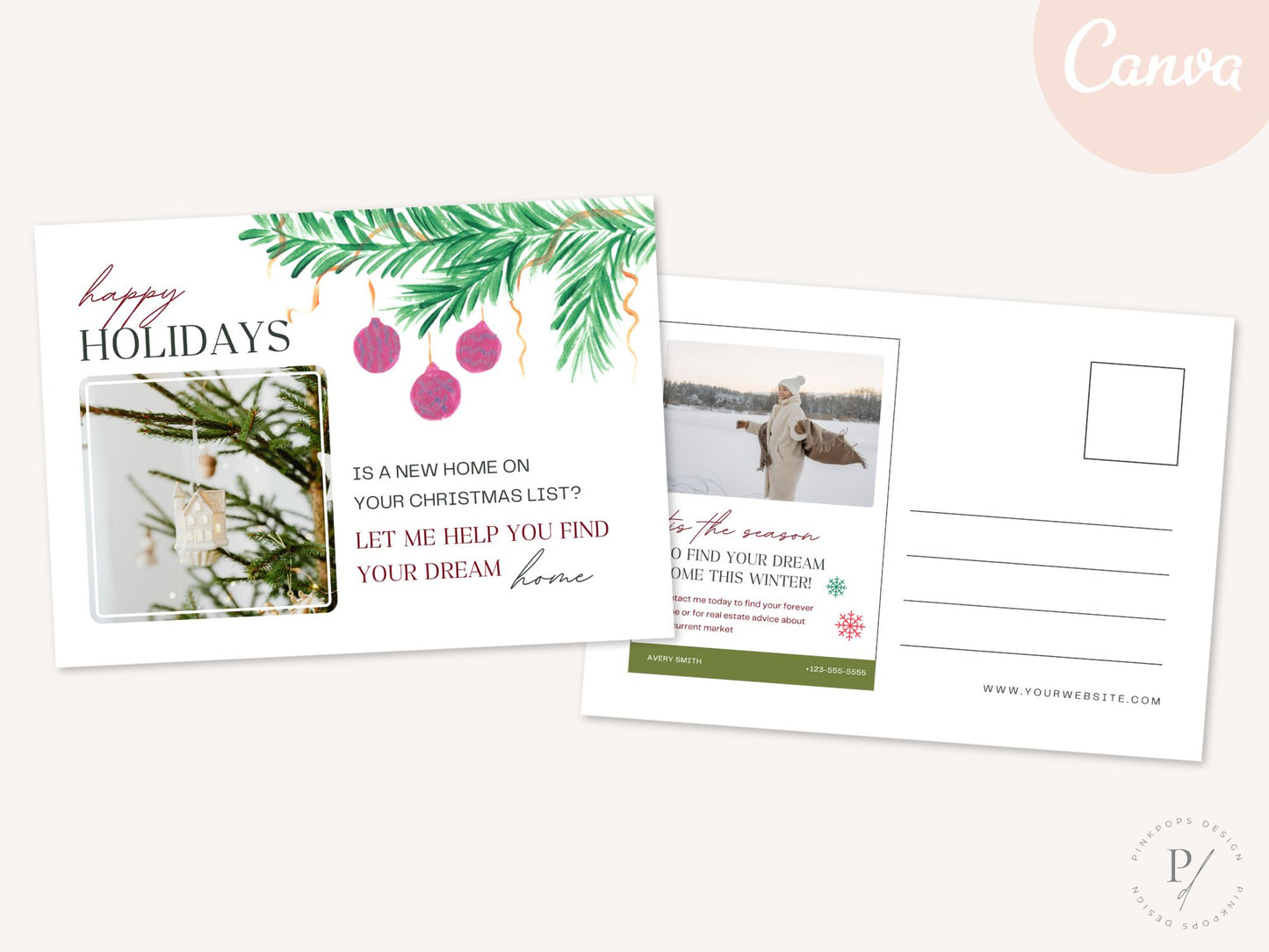 Real Estate Happy Holidays Christmas Postcard - Conveying Warm Holiday Wishes for Clients