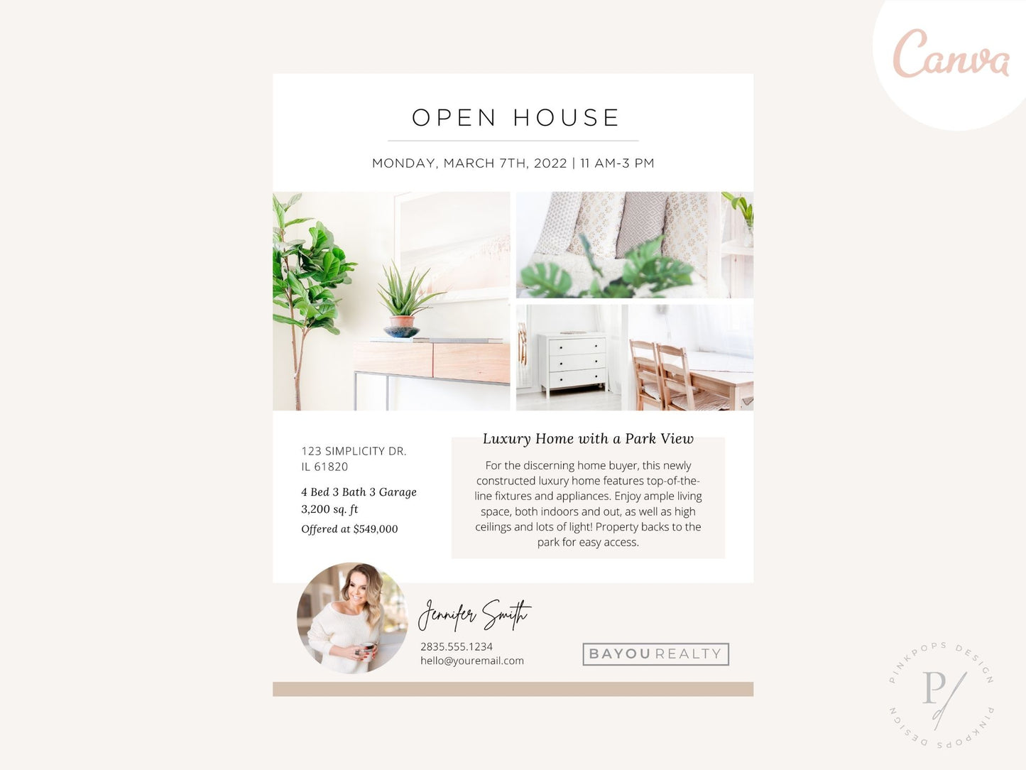 Real Estate Open House Flyer - Eye-catching and informative flyer designed to captivate potential buyers, showcasing property highlights and event details for an elevated marketing strategy.
