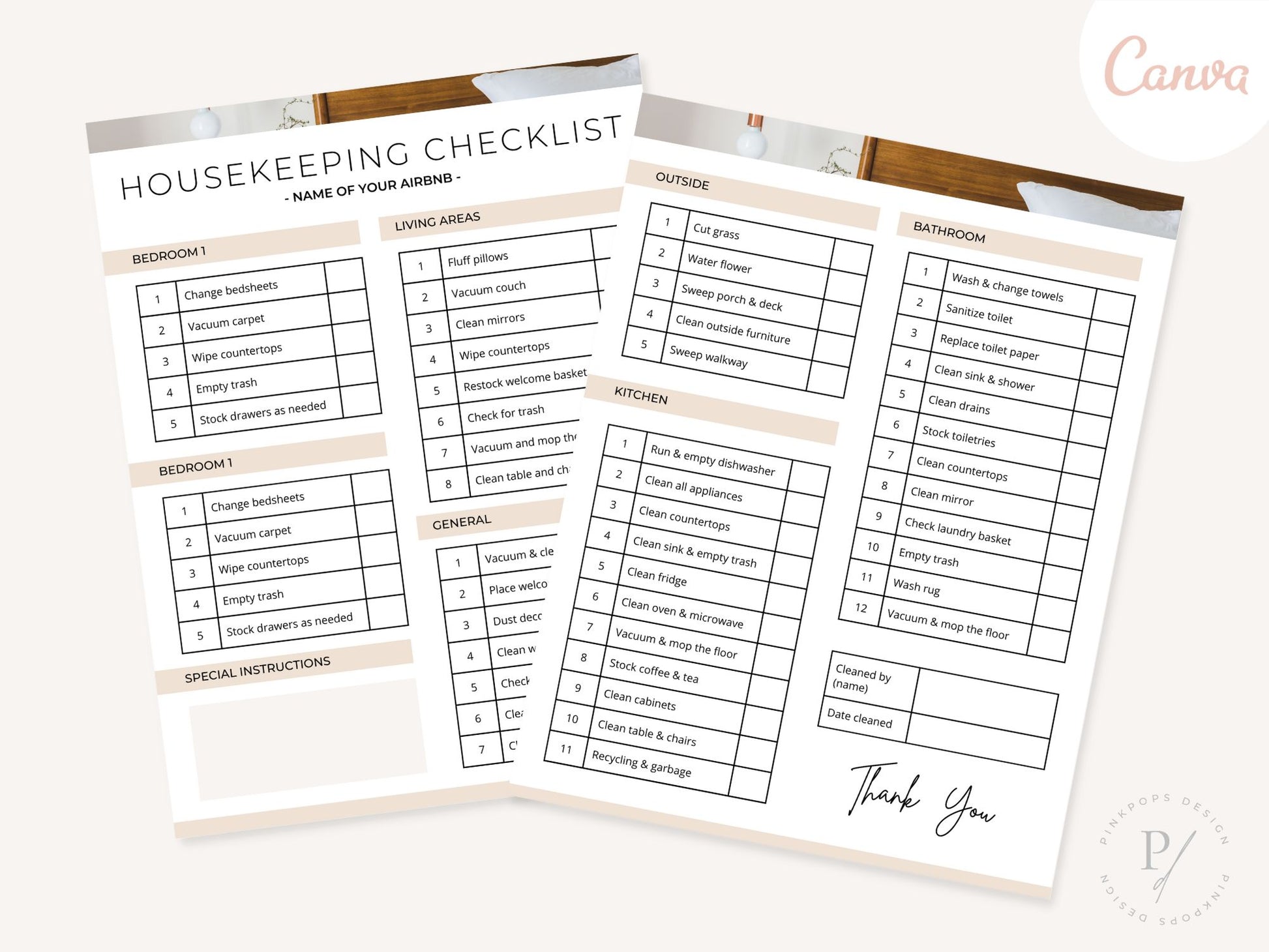 Airbnb Housekeeping Checklist - Comprehensive and editable template for maintaining cleanliness in your vacation rental property.