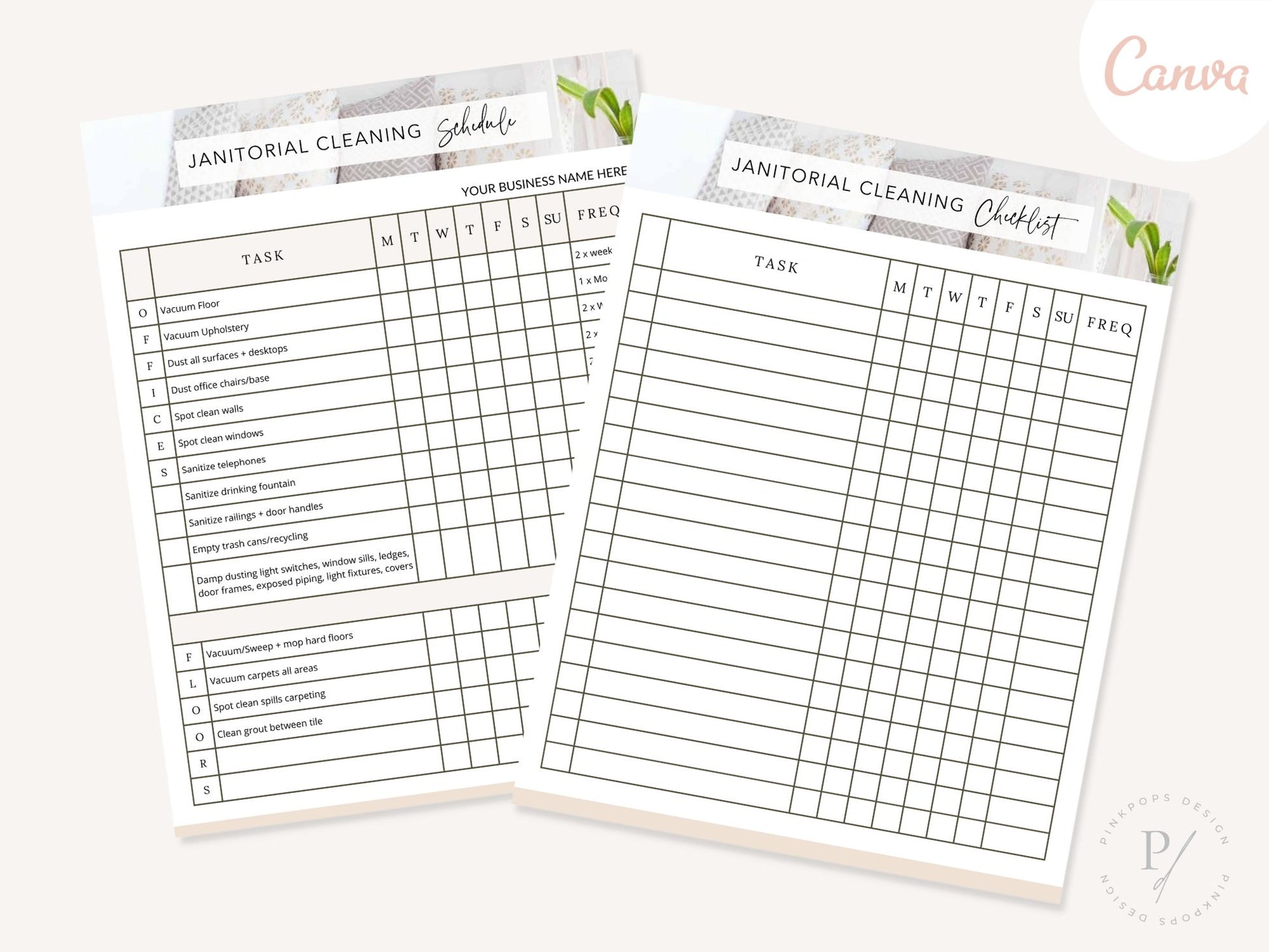 Janitorial Cleaning Schedule - Editable template for ensuring a systematic and organized approach to cleaning tasks, facilitating efficiency and professionalism in janitorial operations.