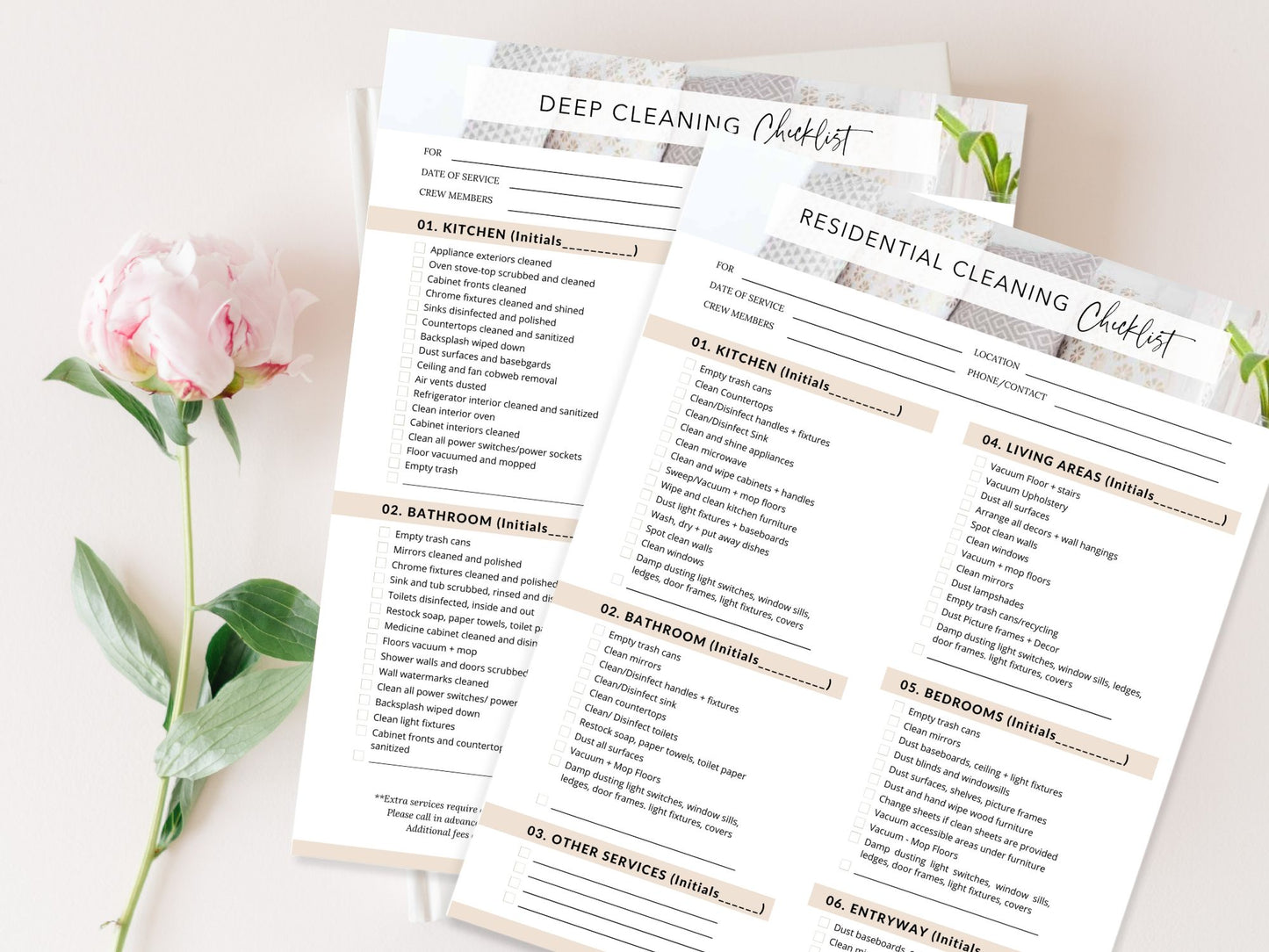 Modern Cleaning Services Checklists Bundle - Versatile and editable set of cleaning checklists for efficient task management, ensuring a thorough and organized approach to deliver exceptional cleaning services.