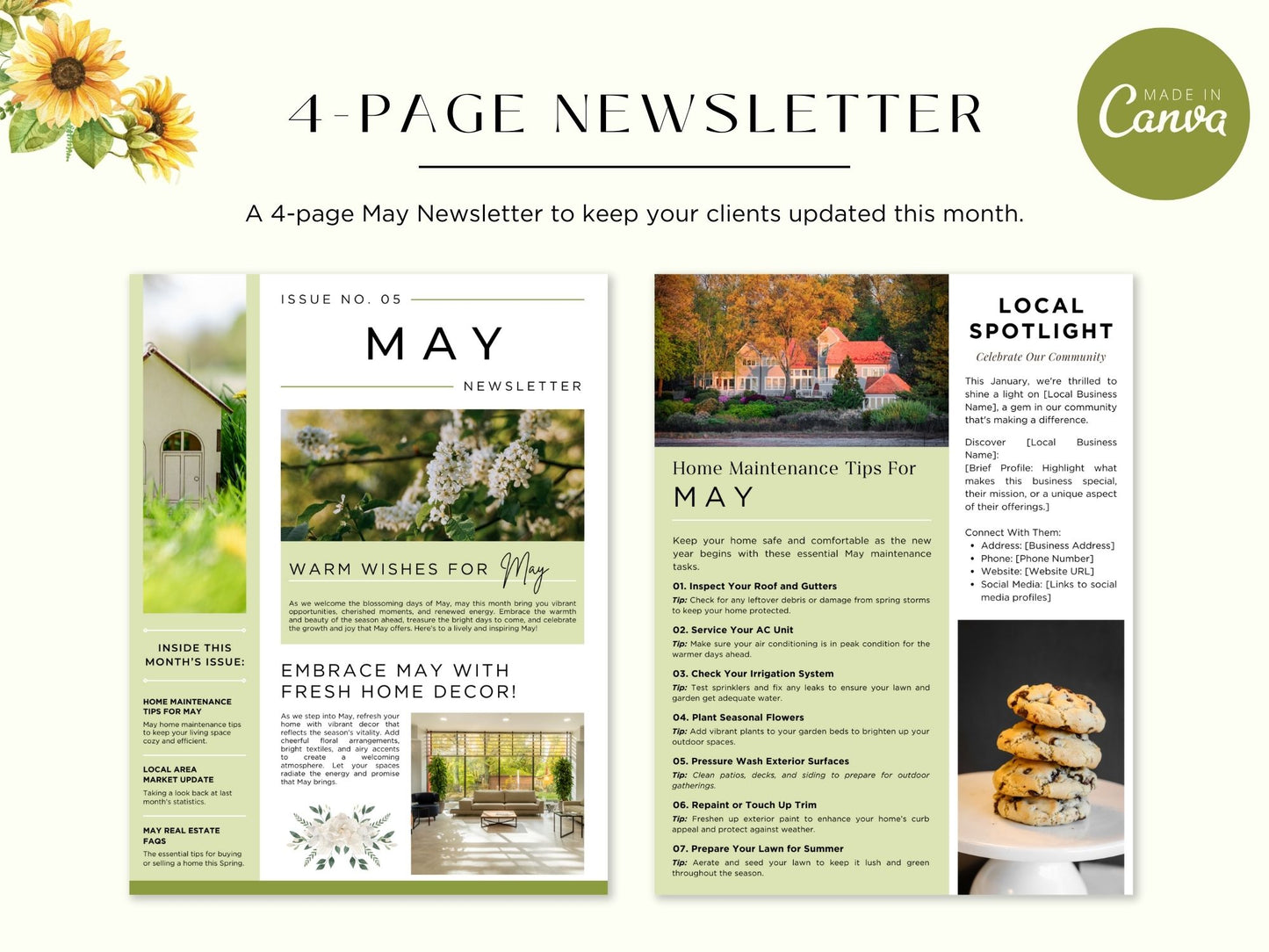 Editable May 2025 real estate newsletter with modern layout