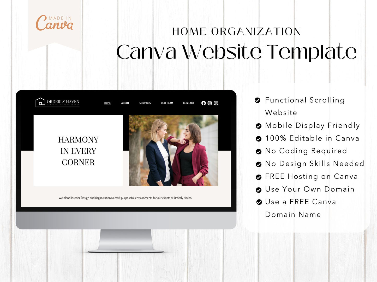 Professional Home Organization Canva Site - Comprehensive and user-friendly online platform for home organizers.