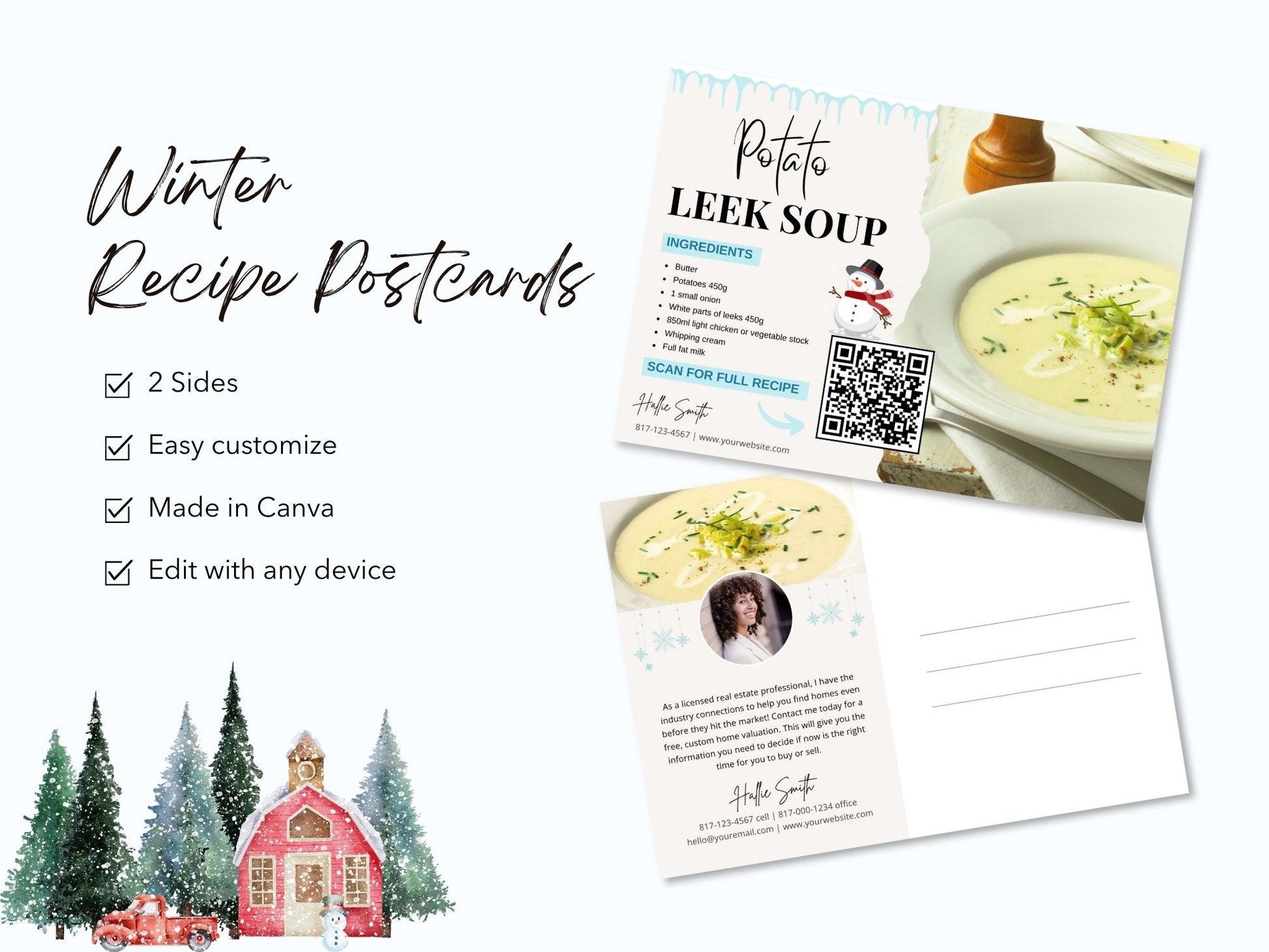 Real Estate Winter Recipe Postcard Bundle: Sharing Seasonal Warmth and Culinary Delights with Clients and Prospects