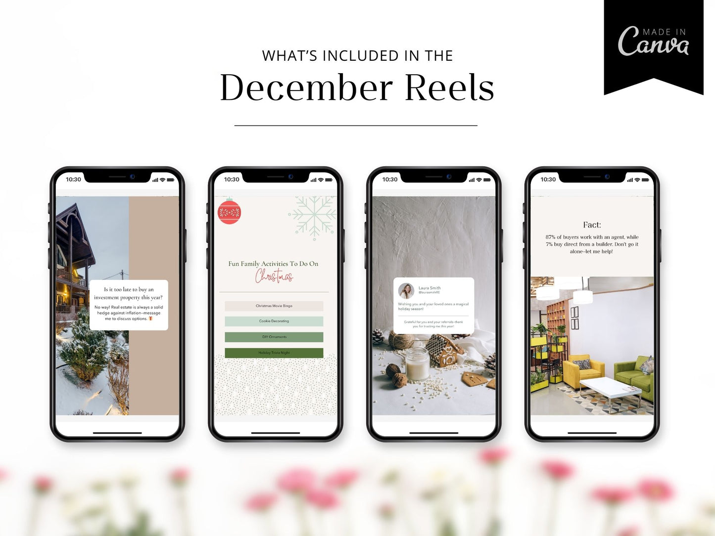 December 2024 holiday-themed real estate reels for social media marketing.