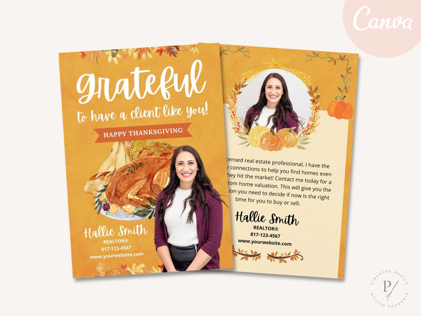 Real Estate Thanksgiving Mailer - Professionally crafted mailer with festive design and expressions of gratitude for a warm and personalized way to connect with clients and extend seasonal greetings