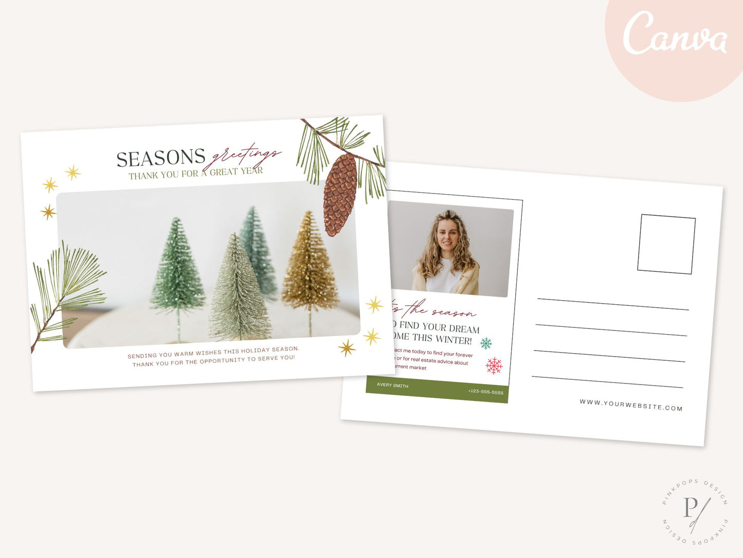 Real Estate Season Greetings Christmas Postcard - Festive Client Communication for the Holiday Season