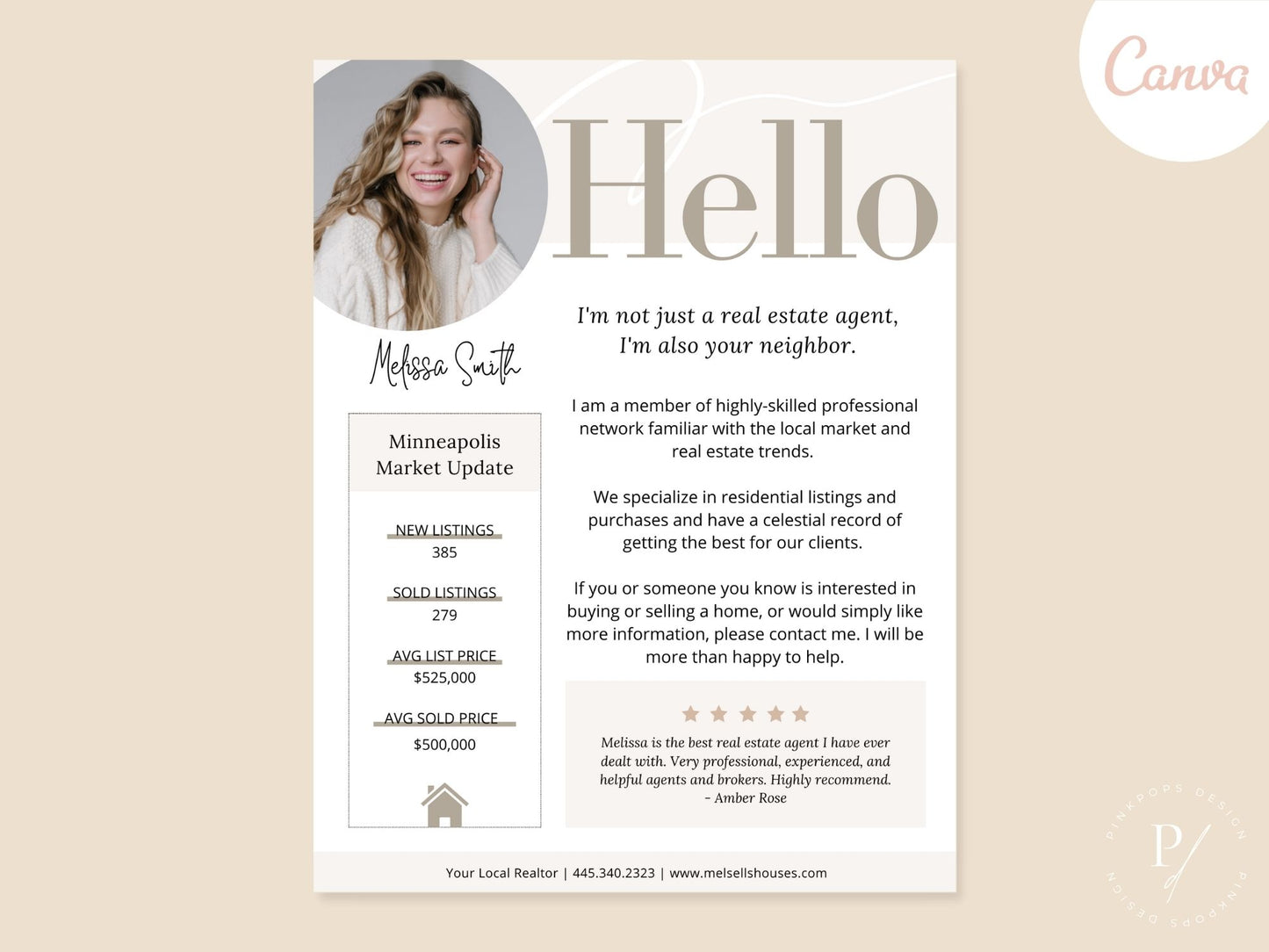 Image: A modern real estate agent introduction letter with a sleek design and professional branding.
