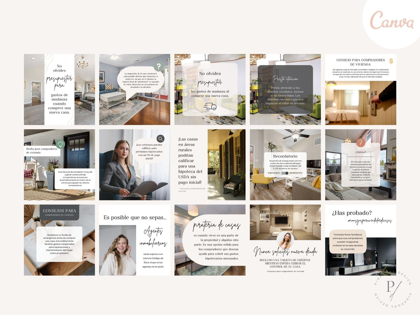 Spanish Buyer and Seller Tips Instagram Posts- Real estate tips templates for Spanish-speaking clients.