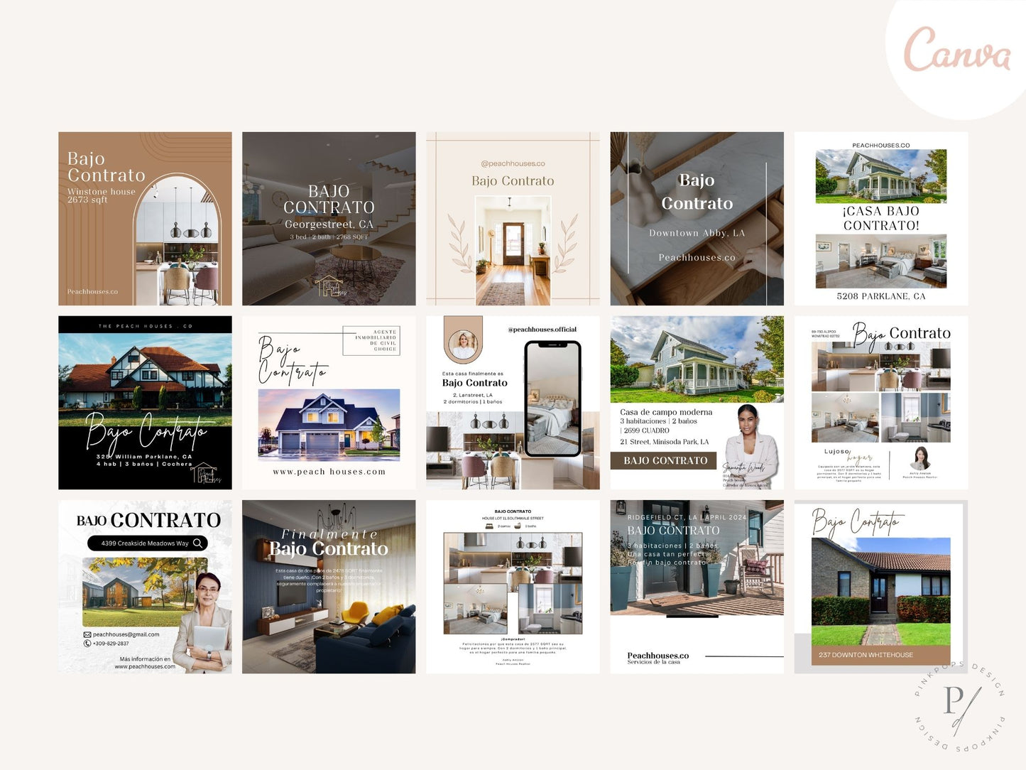 Spanish Under Contract Instagram Posts Vol 01- Templates for sharing under contract properties with Spanish-speaking clients.