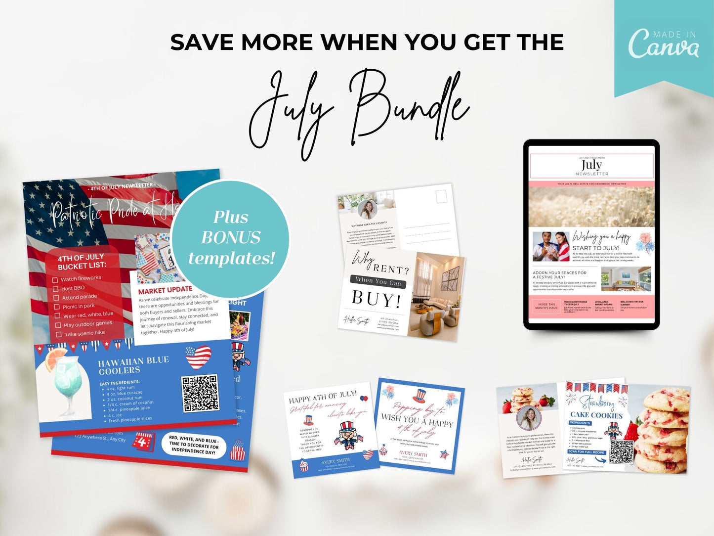 Real Estate July Farming Bundle - Comprehensive marketing materials for real estate farming campaigns.