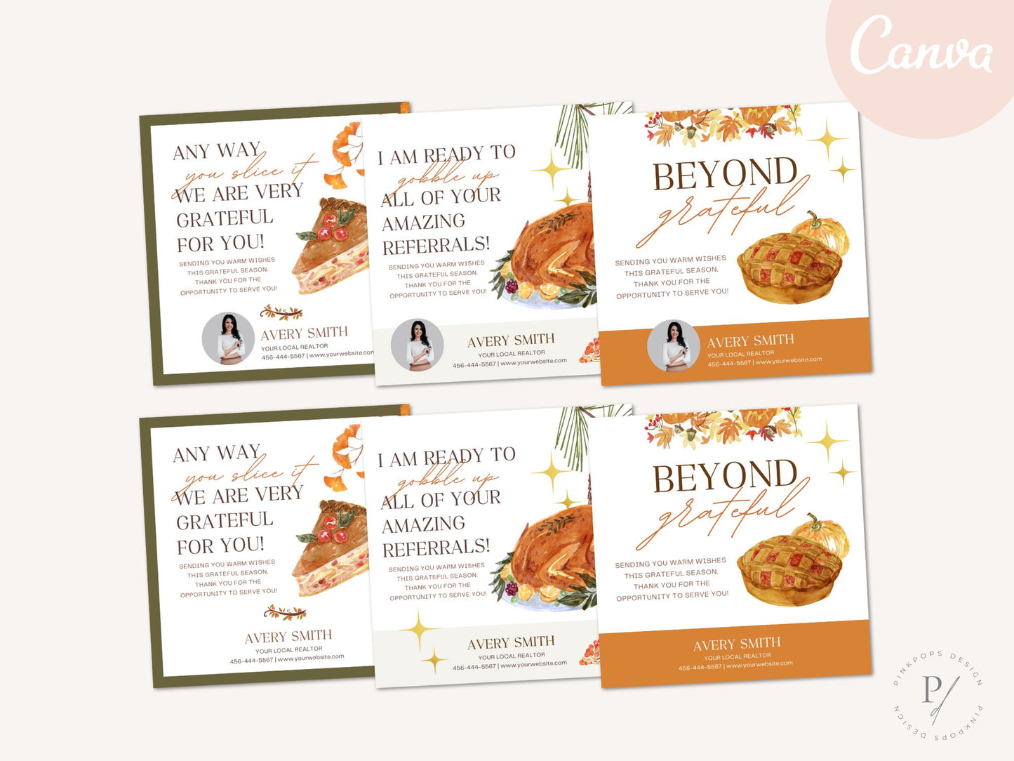 Real Estate Thanksgiving Pop By Tag Square Bundle - Personalize your pop-by gifts with these square tags, expressing gratitude and fostering connections with clients during the Thanksgiving holiday season.