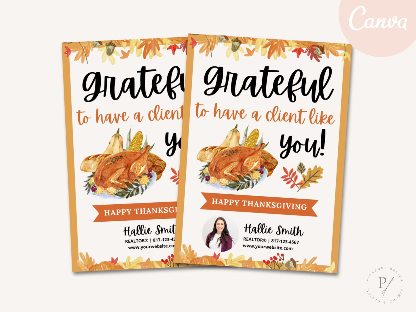 Real Estate Thanksgiving Pop By Tag - Beautifully designed tag for adding a touch of warmth and gratitude to your pop-by gifts, creating a memorable connection with clients during the festive season of Thanksgiving.