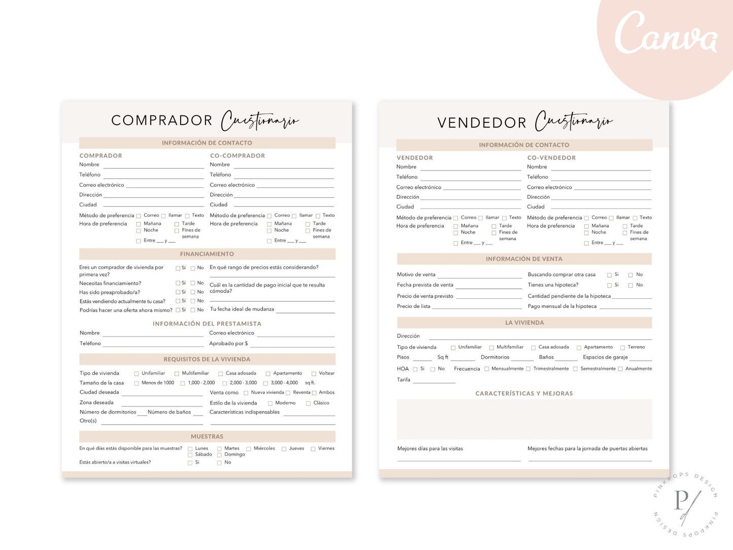 Spanish Buyer and Seller Questionnaire Bundle - Essential tools for effective communication with Spanish-speaking clients.