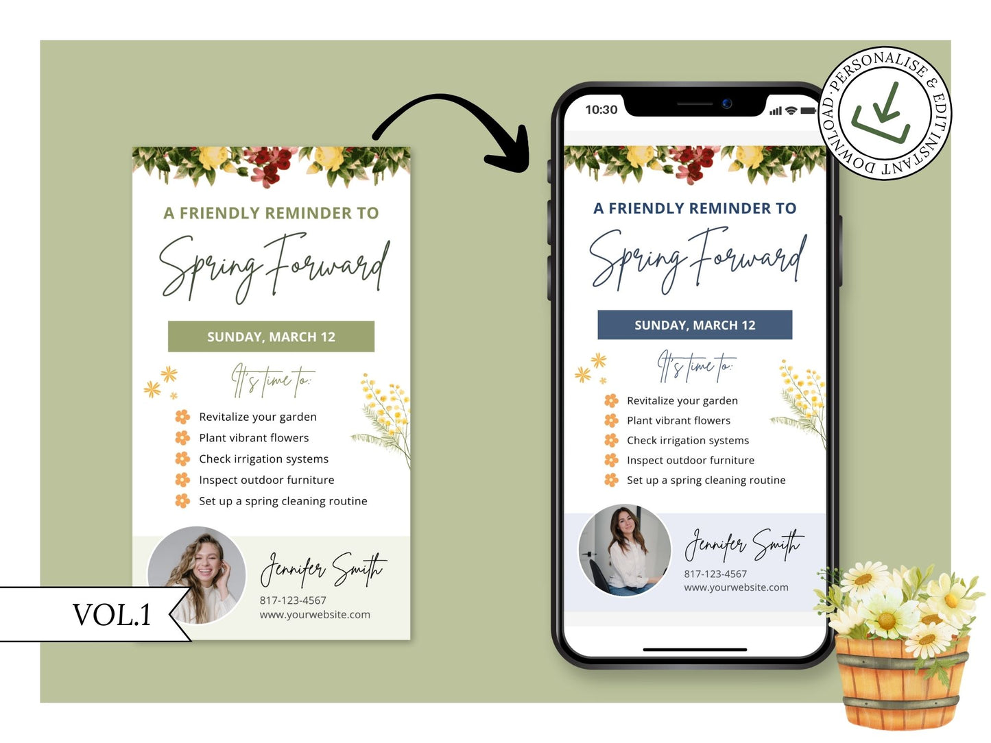 Spring Forward Digital Card Vol 01 - Professionally designed real estate digital card for a timely reminder of daylight saving time.