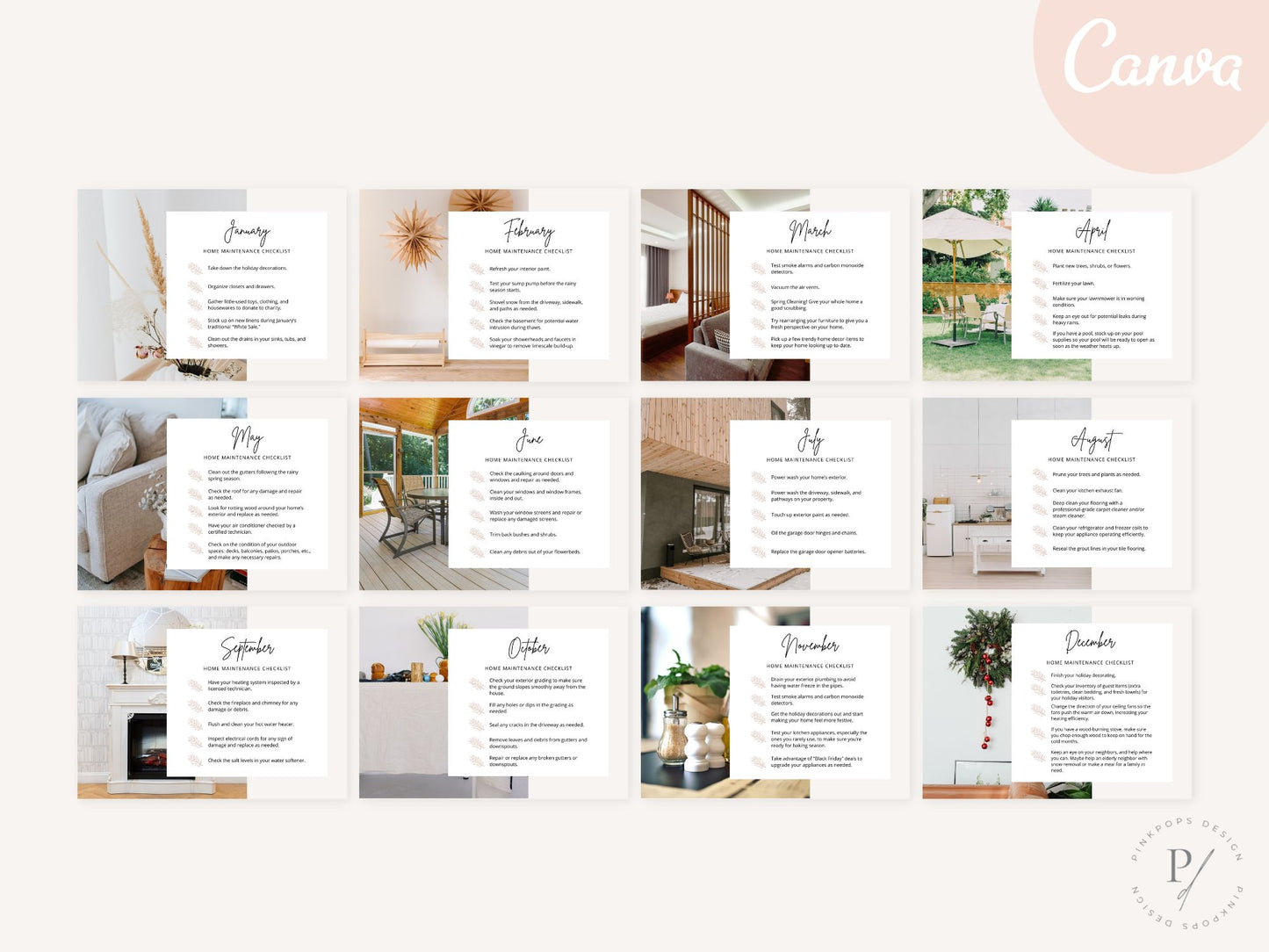 Real Estate Monthly Maintenance Postcards - Eye-catching postcards providing valuable monthly maintenance tips for homeowners, fostering connections and enhancing brand presence.