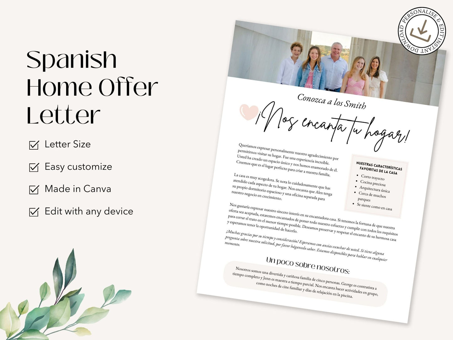 Spanish Home Offer Letter Vol 01 - Make a lasting impression when presenting a purchase offer in Spanish.