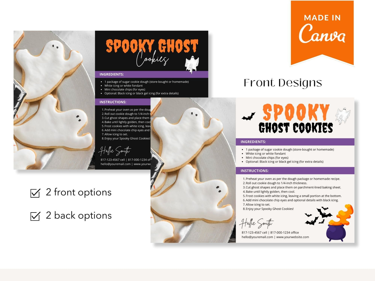 Real Estate Spooky Ghost Cookies Halloween Recipe Postcard - Delightful postcard featuring a fun and easy recipe for spooky ghost cookies, creating a memorable and engaging way to express seasonal greetings during Halloween