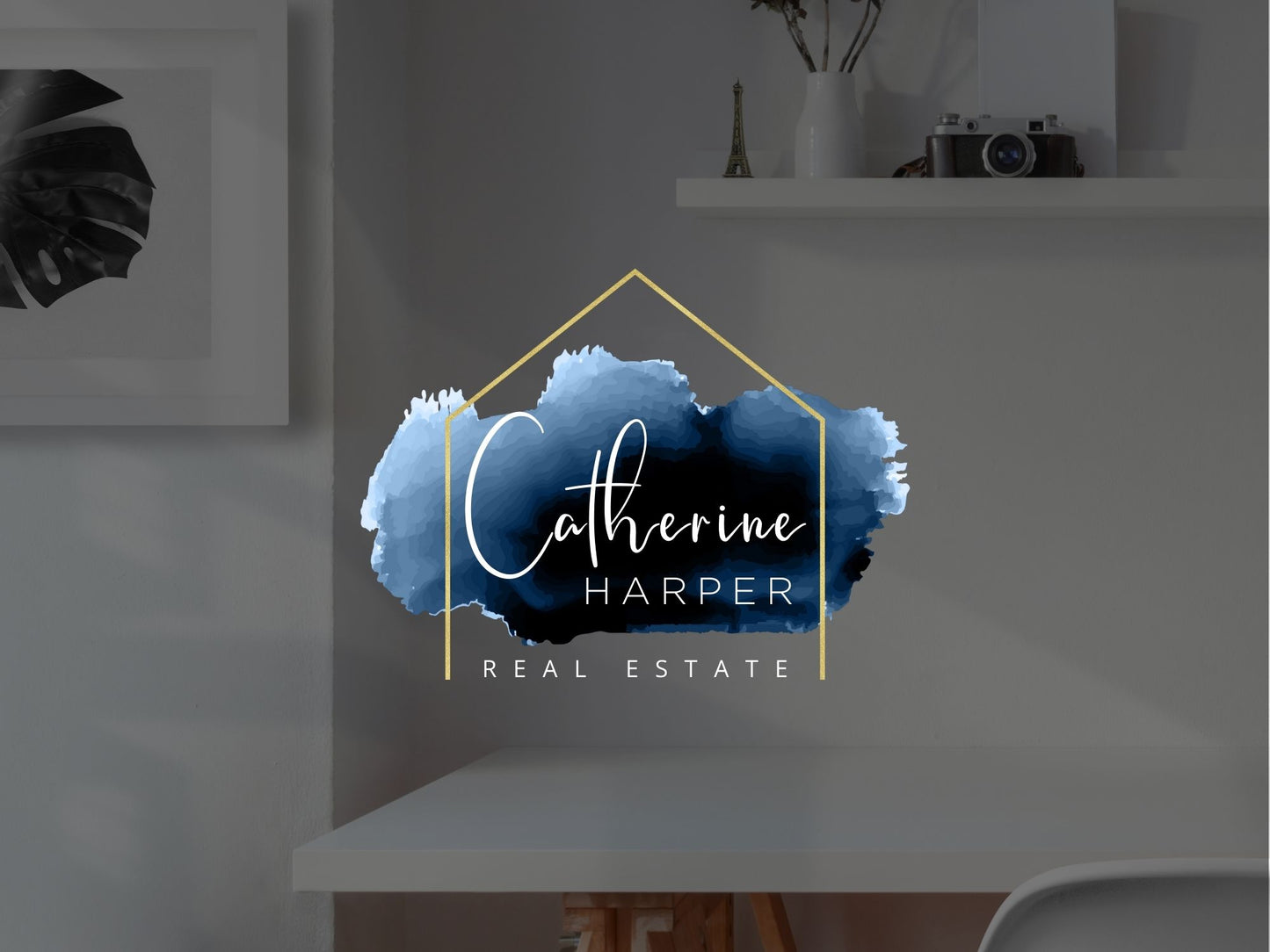 Catherine Harper Navy Logo Template - Minimalist navy logo designed for real estate professionals.