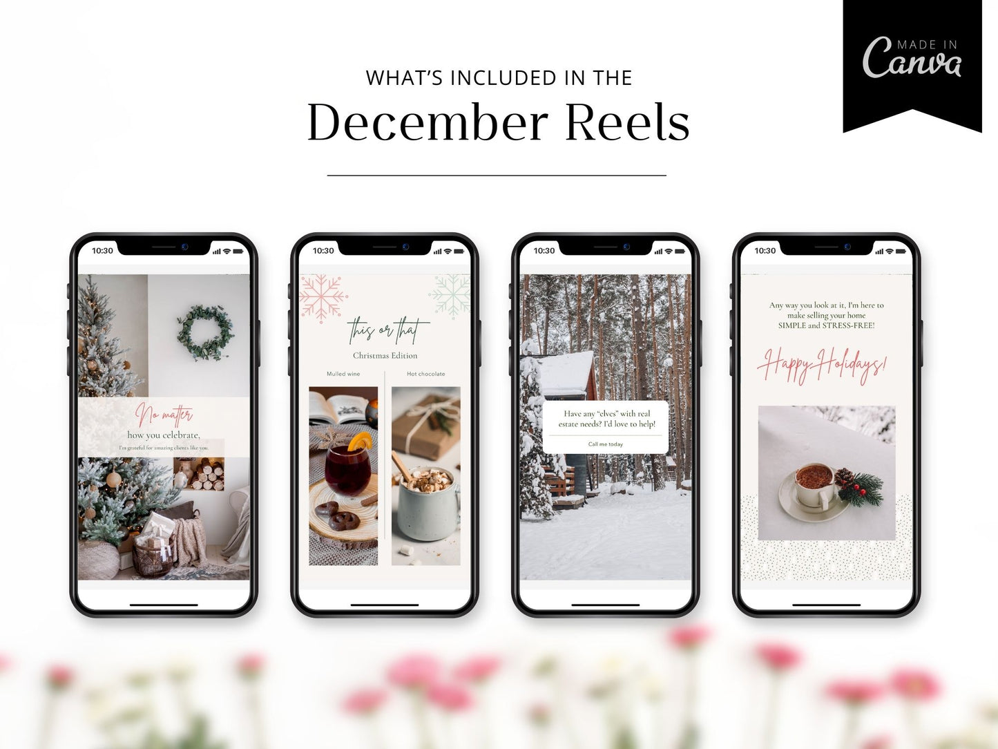 December 2024 holiday-themed real estate reels for social media marketing.