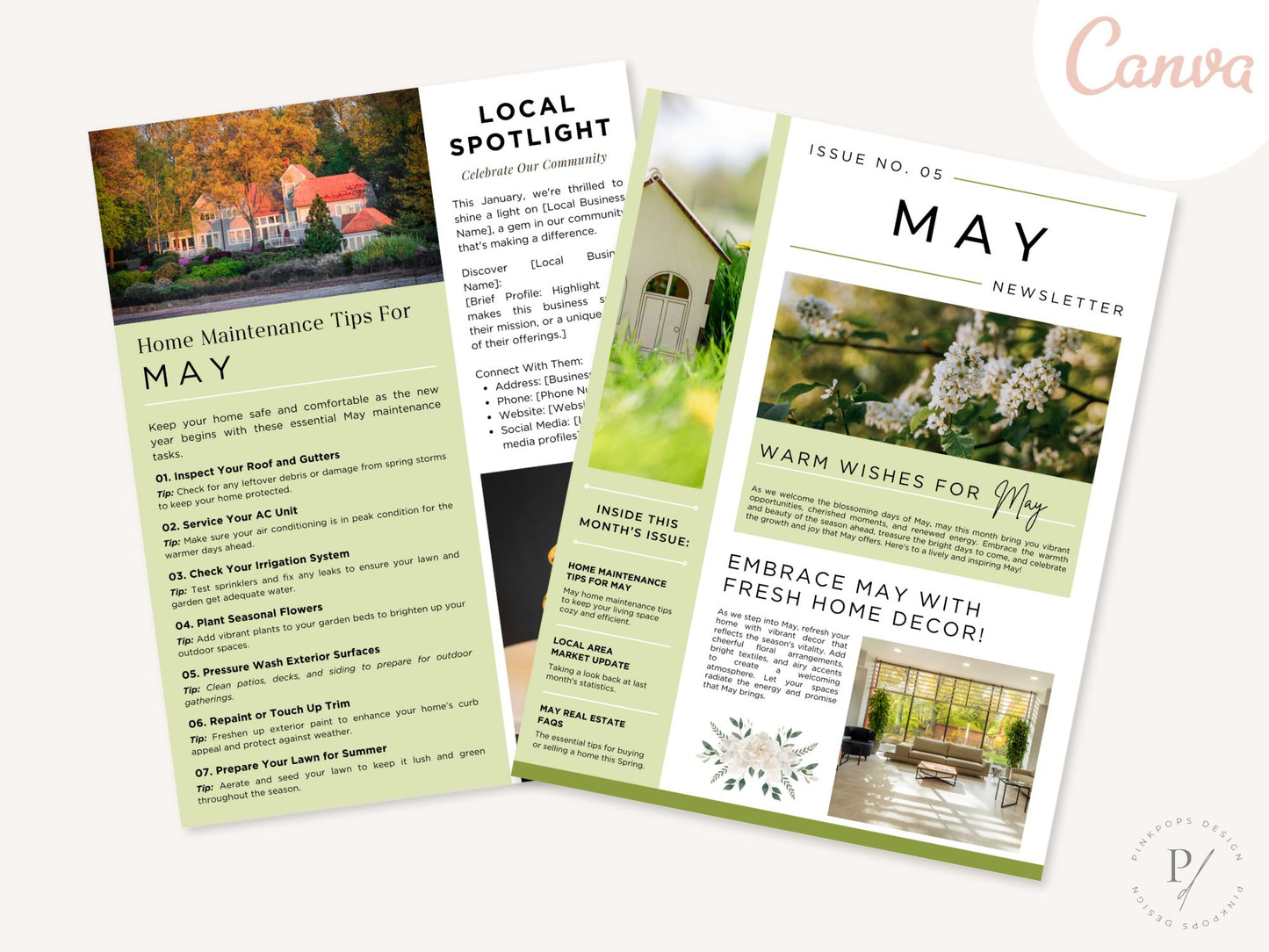 Editable May 2025 real estate newsletter with modern layout