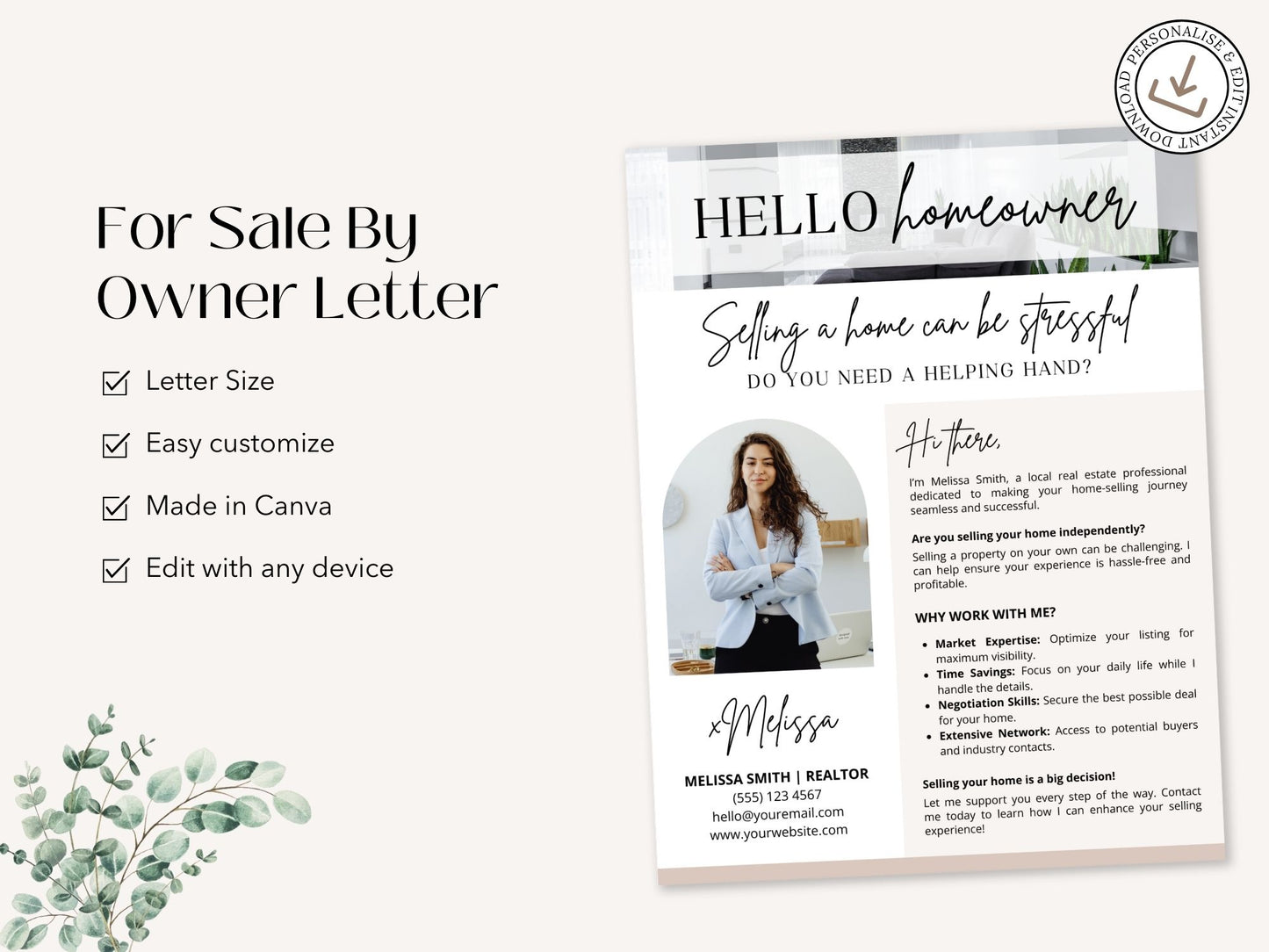For Sale By Owner Letter template for real estate agents to engage FSBO homeowners.