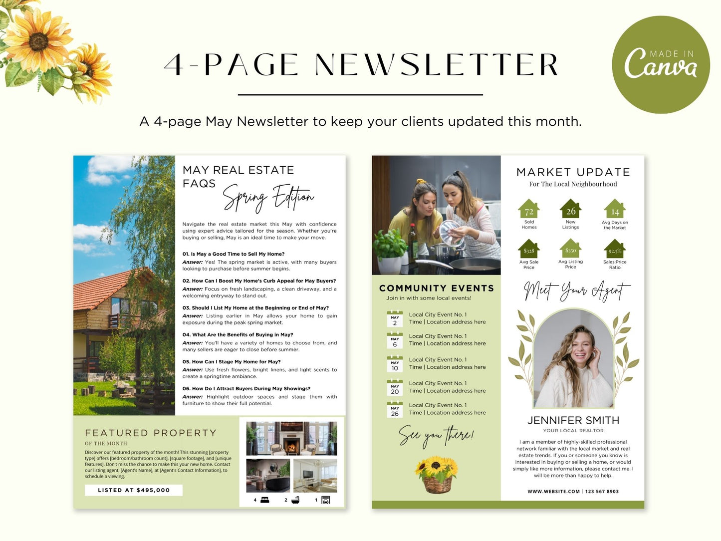 Editable May 2025 real estate newsletter with modern layout