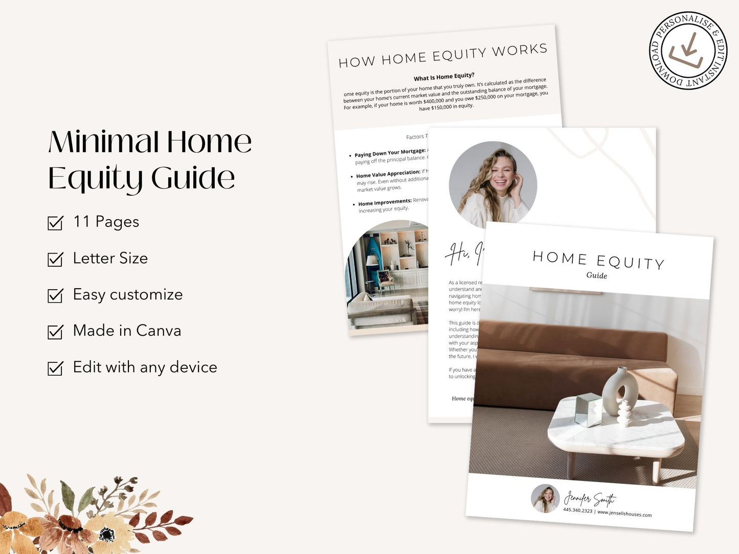 Minimal Home Equity Guide template for real estate agents to help homeowners maximize their home equity,