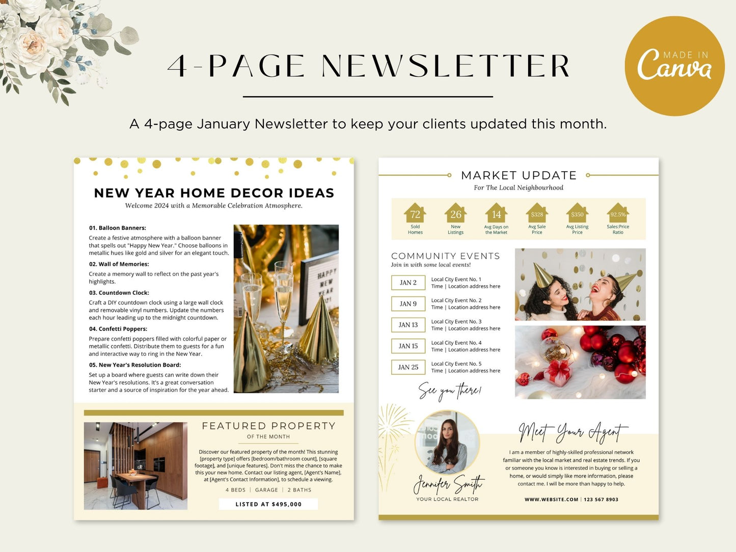 Real Estate Minimal January Newsletter 2024: Sharing Elegant and Informative Real Estate Insights with Clients and the Community in 2024