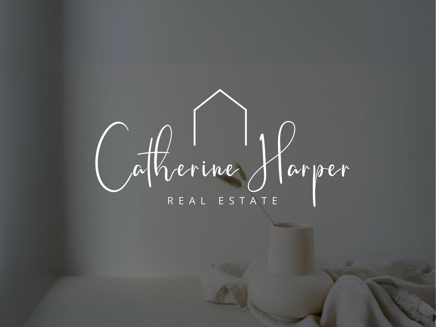 Catherine Harper Black Minimalist Real Estate Logo Template - Sleek and minimal black logo designed for real estate professionals.