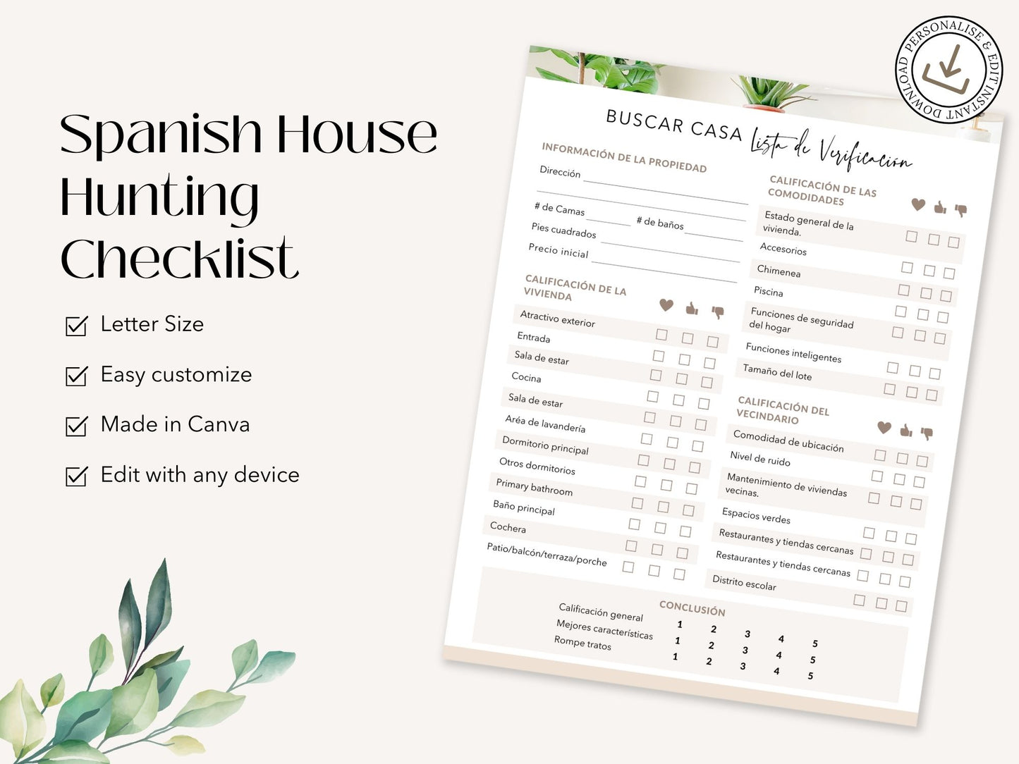 Spanish House Hunting Checklist- Comprehensive guide for Spanish-speaking clients.