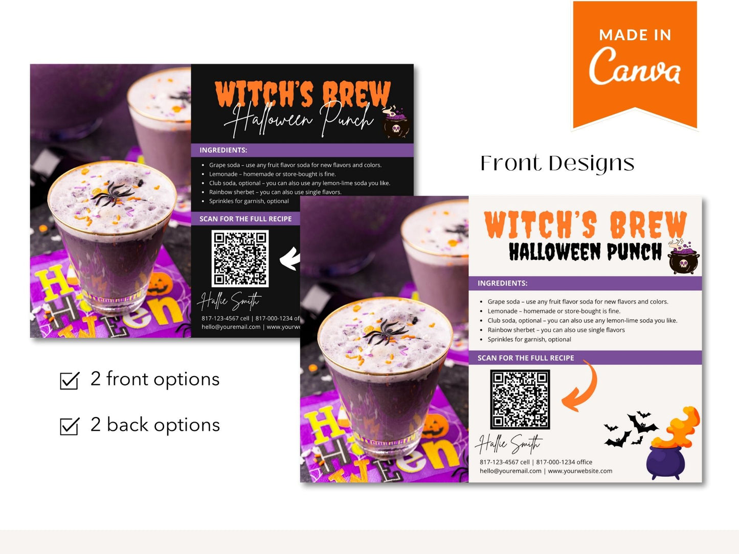 Real Estate Halloween Recipe Postcard Bundle - Delightful bundle combining spooky design with mouthwatering recipes for a unique and engaging way to express seasonal greetings and foster connections with clients during the Halloween season.